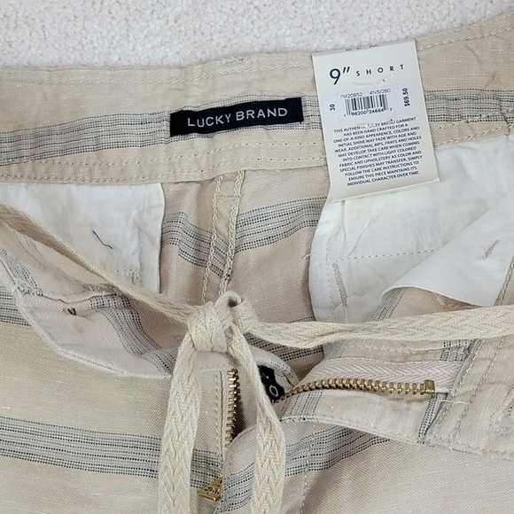 Lucky Brand Beige Stripe Linen Blend 9" Flat Front Shorts Sz 30 NEW - Picture 13 of 16
